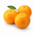 Realistic Three Oranges On White Background