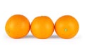 Three oranges on a white background. Royalty Free Stock Photo