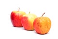Three ordinary apples show maturement