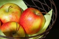 Organic apples in basket close-up Royalty Free Stock Photo