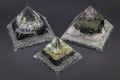 Three Orgone Generator Pyramids. Orgonite