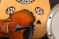 Oud, violin and Derbake or Darbouka Royalty Free Stock Photo