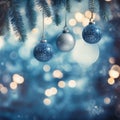 Three Ornaments Hanging From Christmas Tree Royalty Free Stock Photo