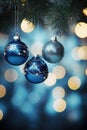 Three Ornaments Hanging From Christmas Tree Royalty Free Stock Photo