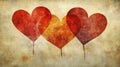 Three Overlapping Hearts Abstract Art Design