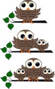 Three owl illustrations Royalty Free Stock Photo