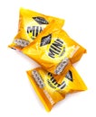Three packets of Jacobs Original Mini Cheddars on a white background Royalty Free Stock Photo