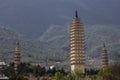 Three pagodas in Dali town in Yunnan Royalty Free Stock Photo