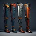 Fantasy Leather Boots: 3d Modeling In Light Blue And Dark Amber