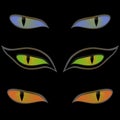 Three pairs of cat eyes over black