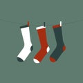 Three pairs of socks. Illustration of clothes