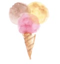 Three pale color ice-cream cone illustration.