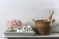 Three pale pink ranunculus