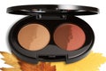 three-pan palette of warm tones for a natural look