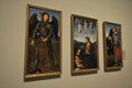 Three Panels from an Altarpiece, Certosa by Pietro Perugino at the National Gallery Museum in London England Royalty Free Stock Photo