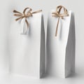 Three paper bags for shopping and gifts. With Christmas decorations. Royalty Free Stock Photo