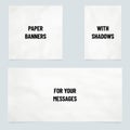 Three paper banners in different orientation with shadows Royalty Free Stock Photo
