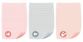 Three paper stickers for notes, labels.Color vector illustration.