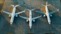 The Three Parked Airplanes. AI generated Royalty Free Stock Photo