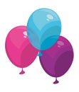 three party balloons helium