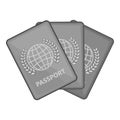 Three passports icon, black monochrome style