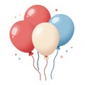 Three Pastel Balloons Floating on White Background Royalty Free Stock Photo
