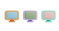 Three Pastel-Colored Retro Computer Monitors on a White Background Royalty Free Stock Photo