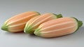 Three peach-colored zucchini blossoms Royalty Free Stock Photo