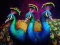 Three Peacocks Made With Generative AI illustration