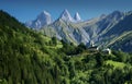 Three peaks Aiguilles d'Arves in French Alps, France. Royalty Free Stock Photo