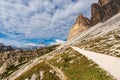 Tre Cime di Lavaredo or Drei Zinnen South Rock Face - Sesto Dolomites Italy Royalty Free Stock Photo