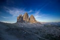 Three Peaks of Lavaredo in morning sun Tre Cime di Lavaredo