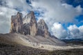 Three peaks. National Park Tre Cime di Lavaredo. Dolomites Royalty Free Stock Photo