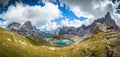 Three peaks. National Park Tre Cime di Lavaredo. Dolomites Royalty Free Stock Photo