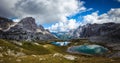 Three peaks. National Park Tre Cime di Lavaredo. Dolomites, South Tyrol, Italy Royalty Free Stock Photo