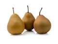 Three pears called manon isolated on white Royalty Free Stock Photo