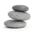 Three pebbles stacked, stones plie