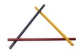 Three pencils forming a triangle Royalty Free Stock Photo