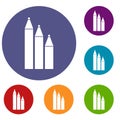 Three pencils icons set Royalty Free Stock Photo