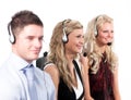 Three people in a call centre Royalty Free Stock Photo