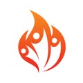 Three people fire life vector icon on the white background