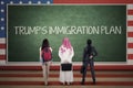 Three people look at Trump`s Immigration Plan word Royalty Free Stock Photo