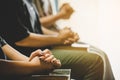 Three people pray and praising God together Royalty Free Stock Photo