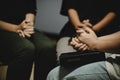 Three people pray and praising God together Royalty Free Stock Photo