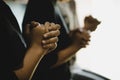 Three people pray and praising God together Royalty Free Stock Photo