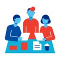 Three people at table with documents and coffee cup Royalty Free Stock Photo