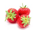 Three perfect red ripe strawberry