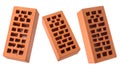 Three Perforated Clay Bricks Rotating on Transparent Background Royalty Free Stock Photo