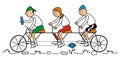 Three person on bicycle, vector illustration Royalty Free Stock Photo