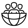 Three persons in the globe icon, outline style Royalty Free Stock Photo